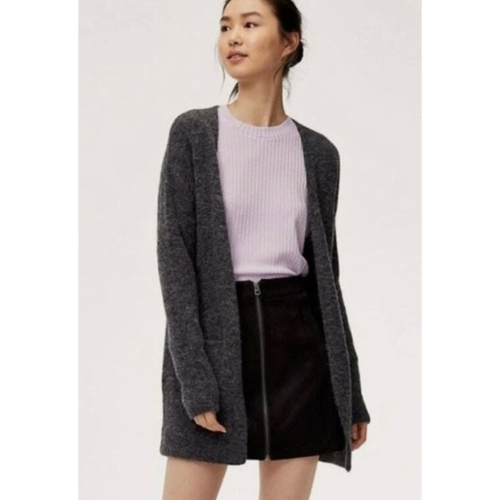 Wilfred Free Aronson Dark Academia Cardigan Women XS Grey Minimalist Alpaca Wool
